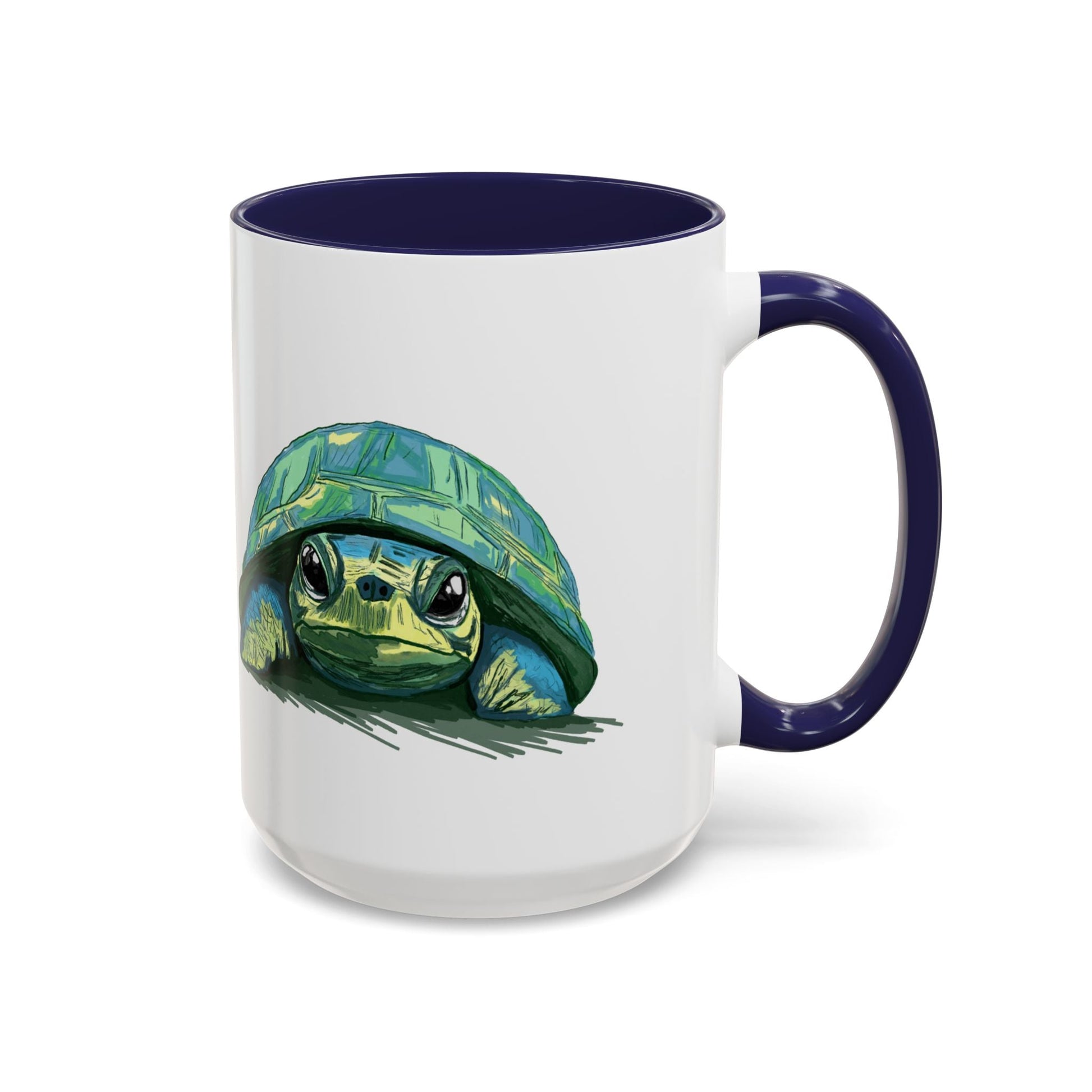 Colorful Sea Turtle Two Tone Coffee Mug - 11oz & 15 oz - Blue Cava