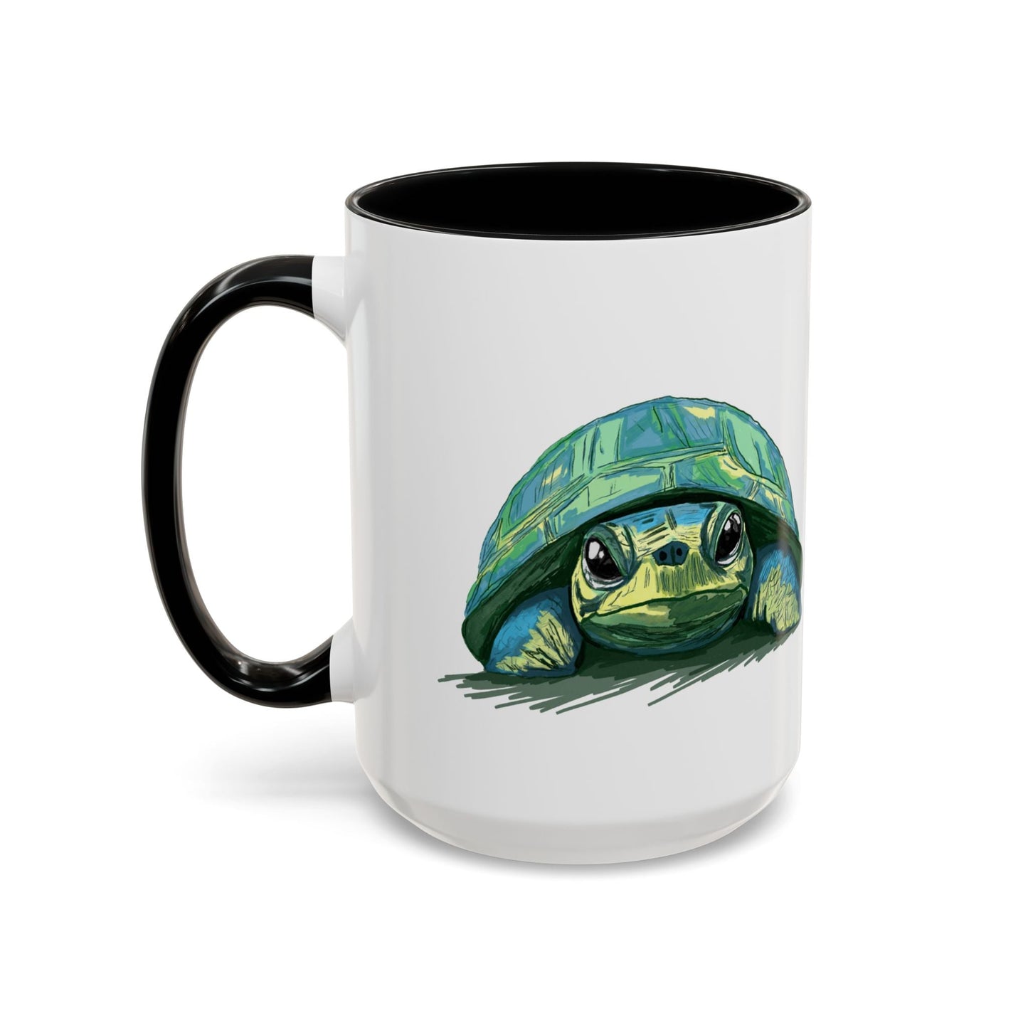 Colorful Sea Turtle Two Tone Coffee Mug - 11oz & 15 oz - Blue Cava