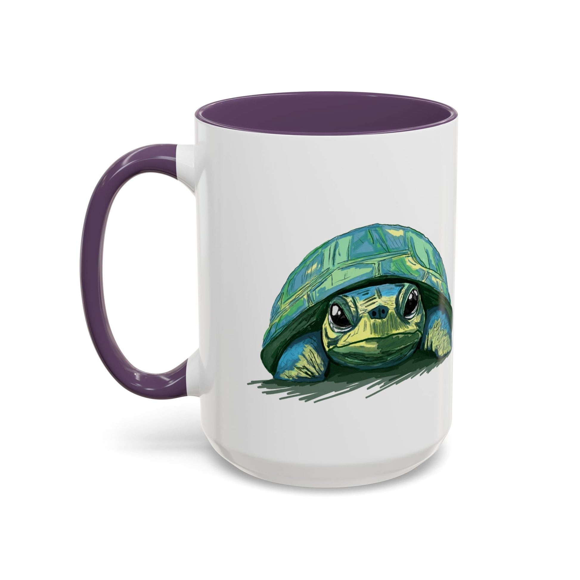 Colorful Sea Turtle Two Tone Coffee Mug - 11oz & 15 oz - Blue Cava