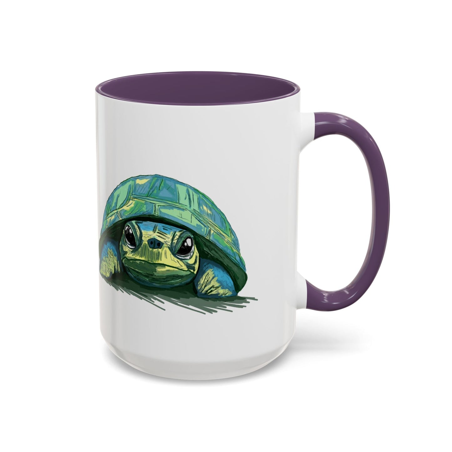 Colorful Sea Turtle Two Tone Coffee Mug - 11oz & 15 oz - Blue Cava