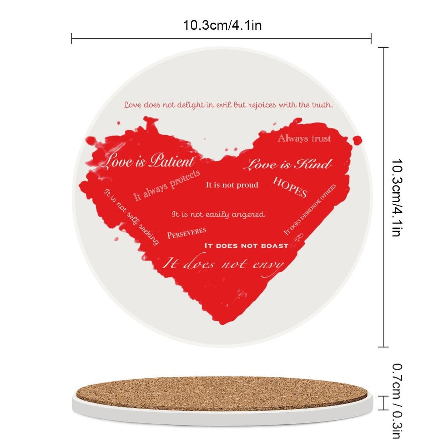 Corinthians Heart Round Ceramic Coaster Sets - Blue Cava