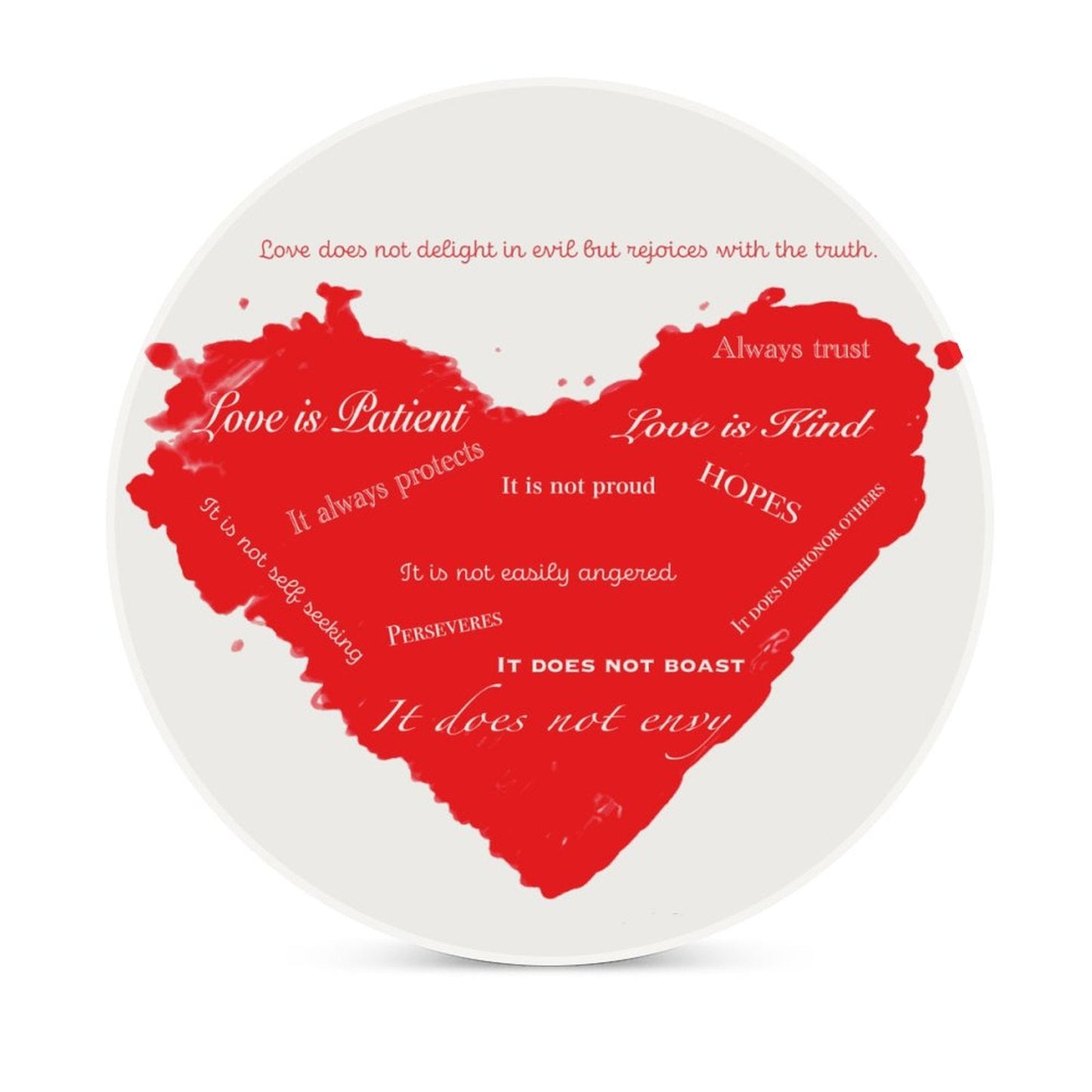 Corinthians Heart Round Ceramic Coaster Sets - Blue Cava