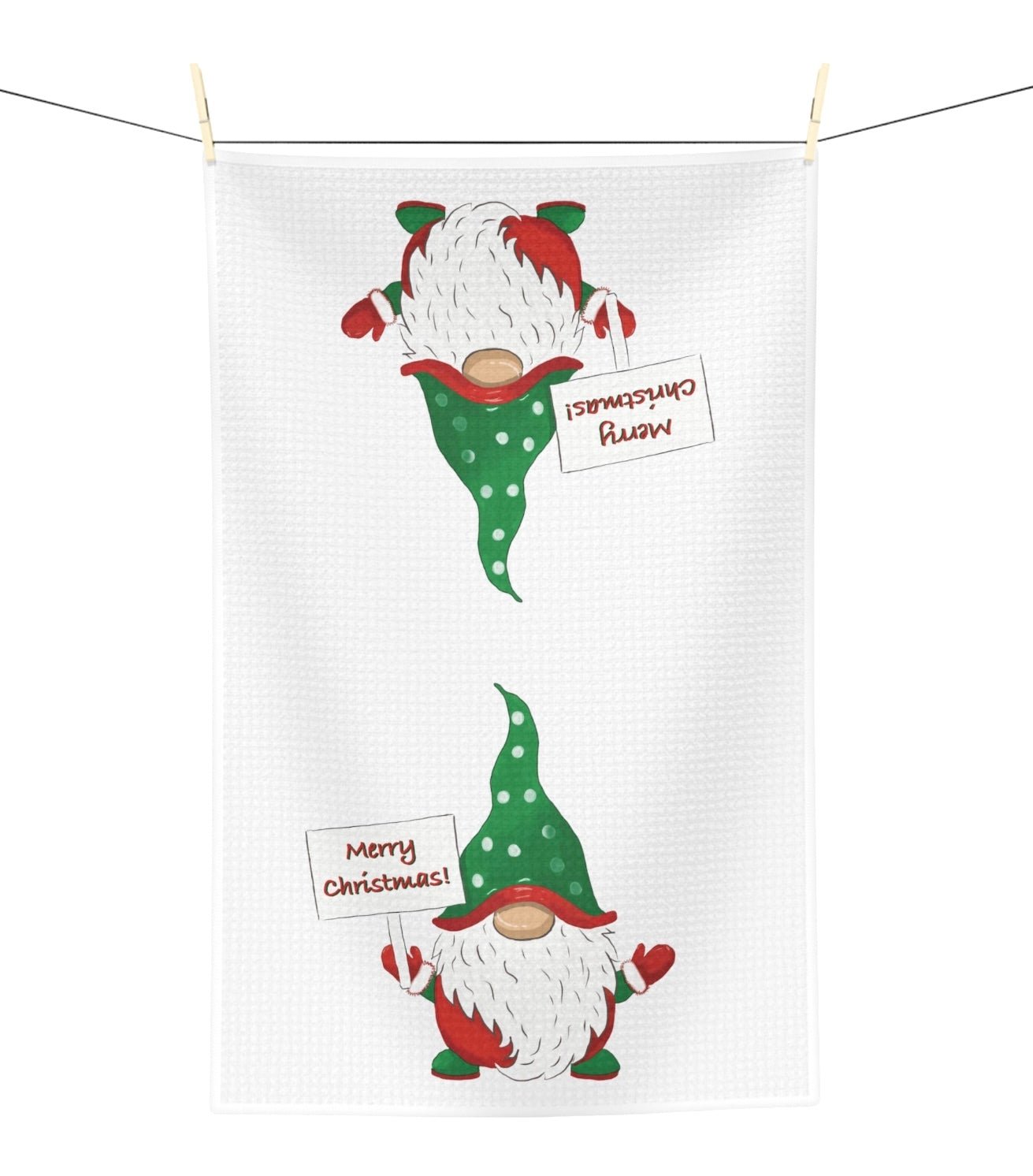 “Cringle” Christmas Gnome Microfiber Waffle Towel - Blue Cava