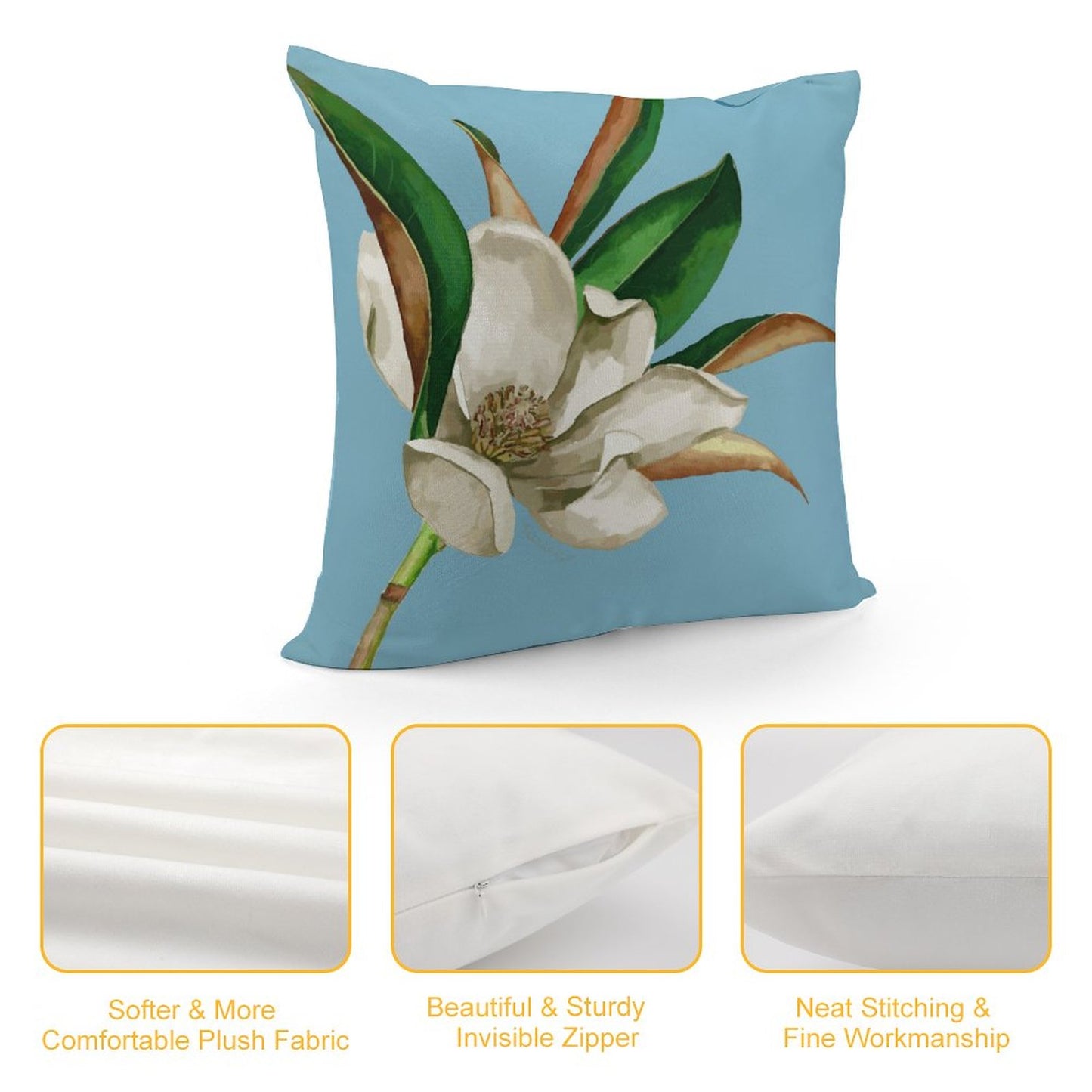 Magnolia Square Plush Throw Pillowcase