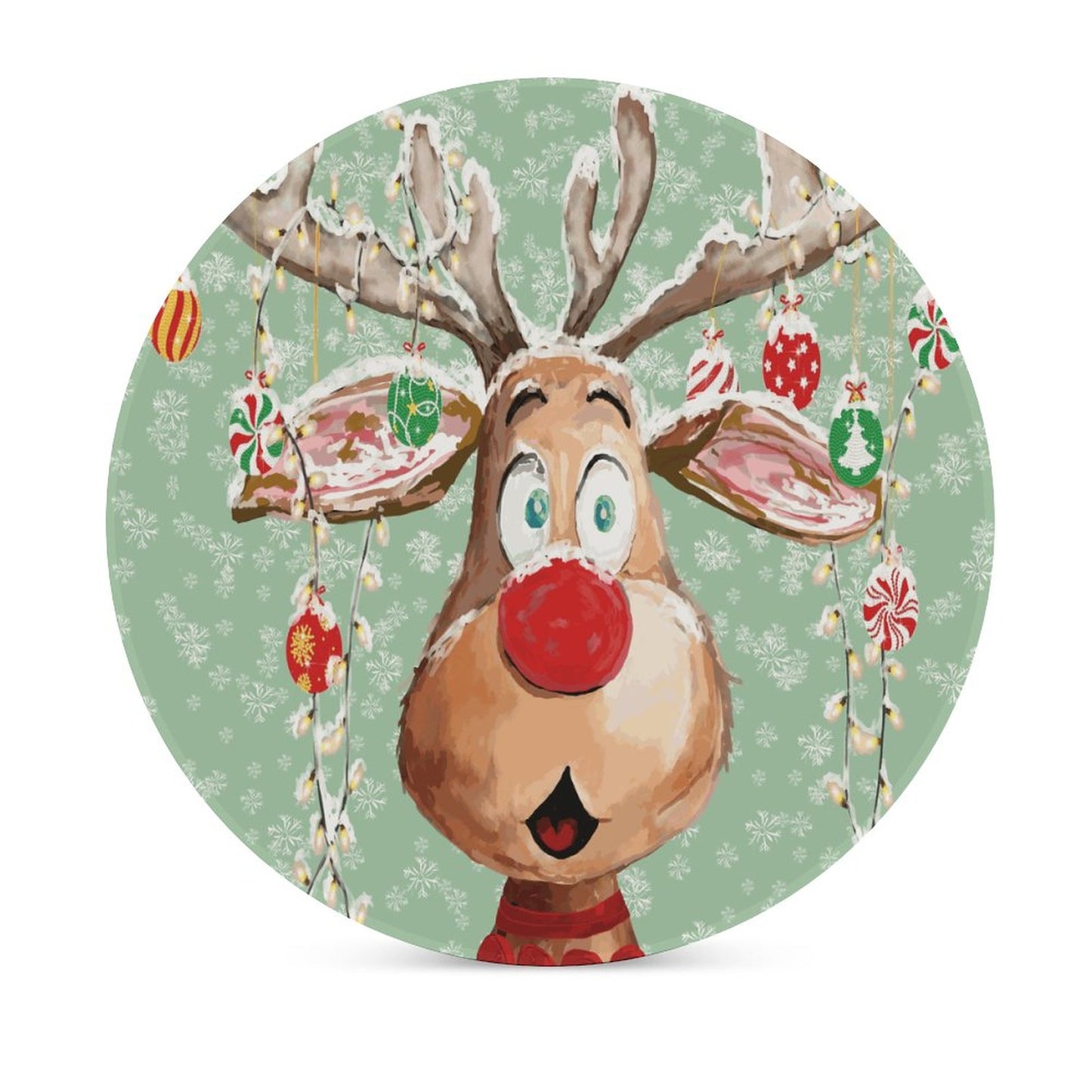 "Pedro" Reindeer Round Ceramic Coaster Sets