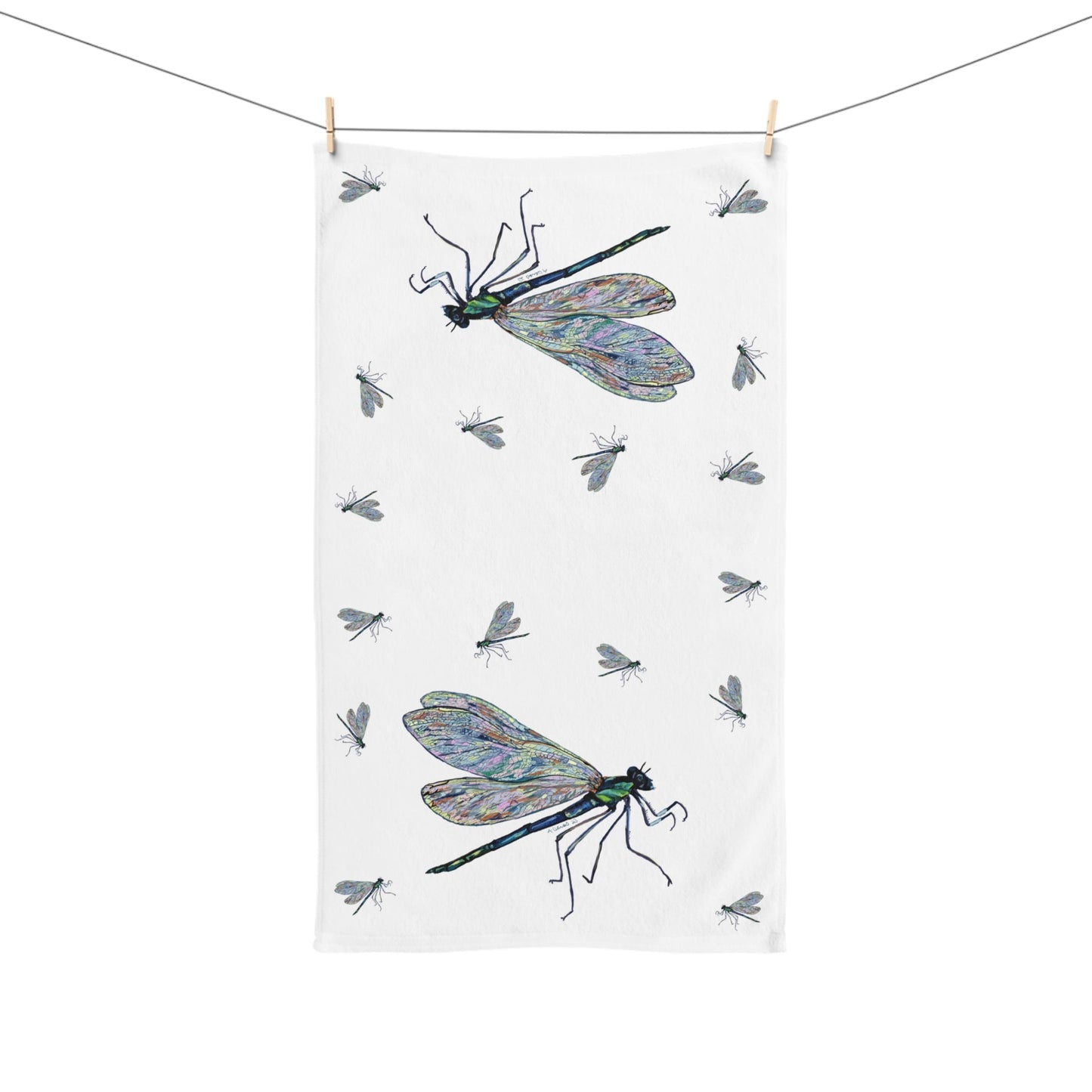 Dragonflies Hand Towel - Blue Cava