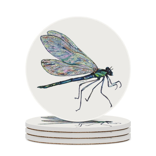 Dragonfly Ceramic Coaster - Blue Cava