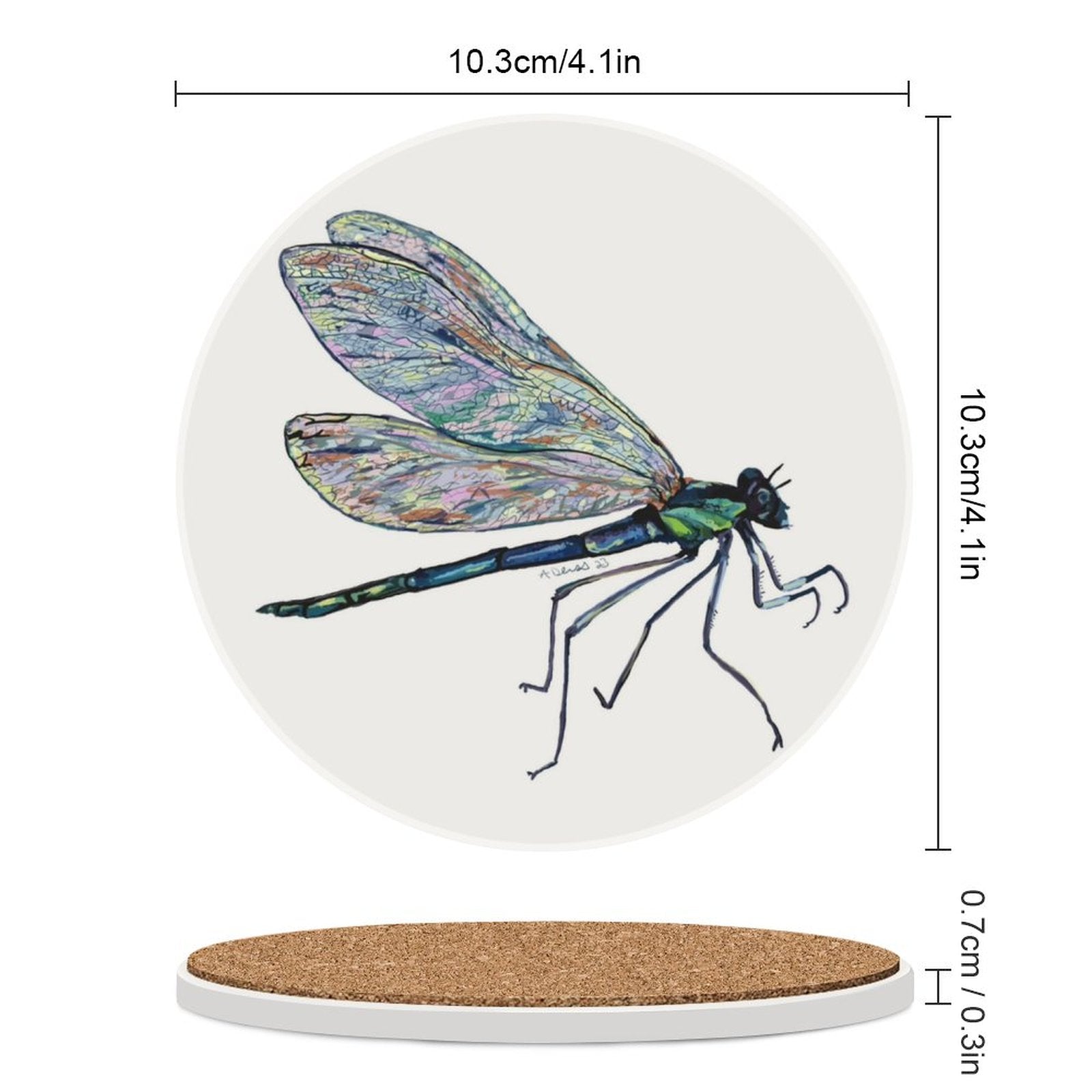 Dragonfly Ceramic Coaster - Blue Cava