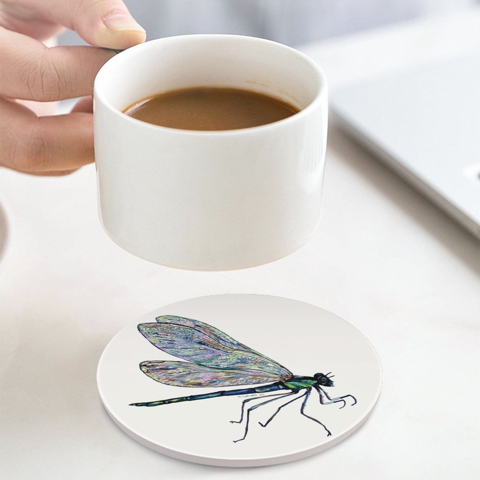 Dragonfly Ceramic Coaster - Blue Cava