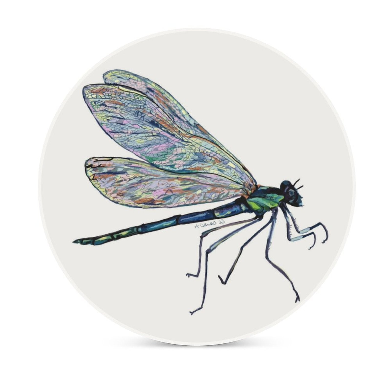 Dragonfly Ceramic Coaster - Blue Cava