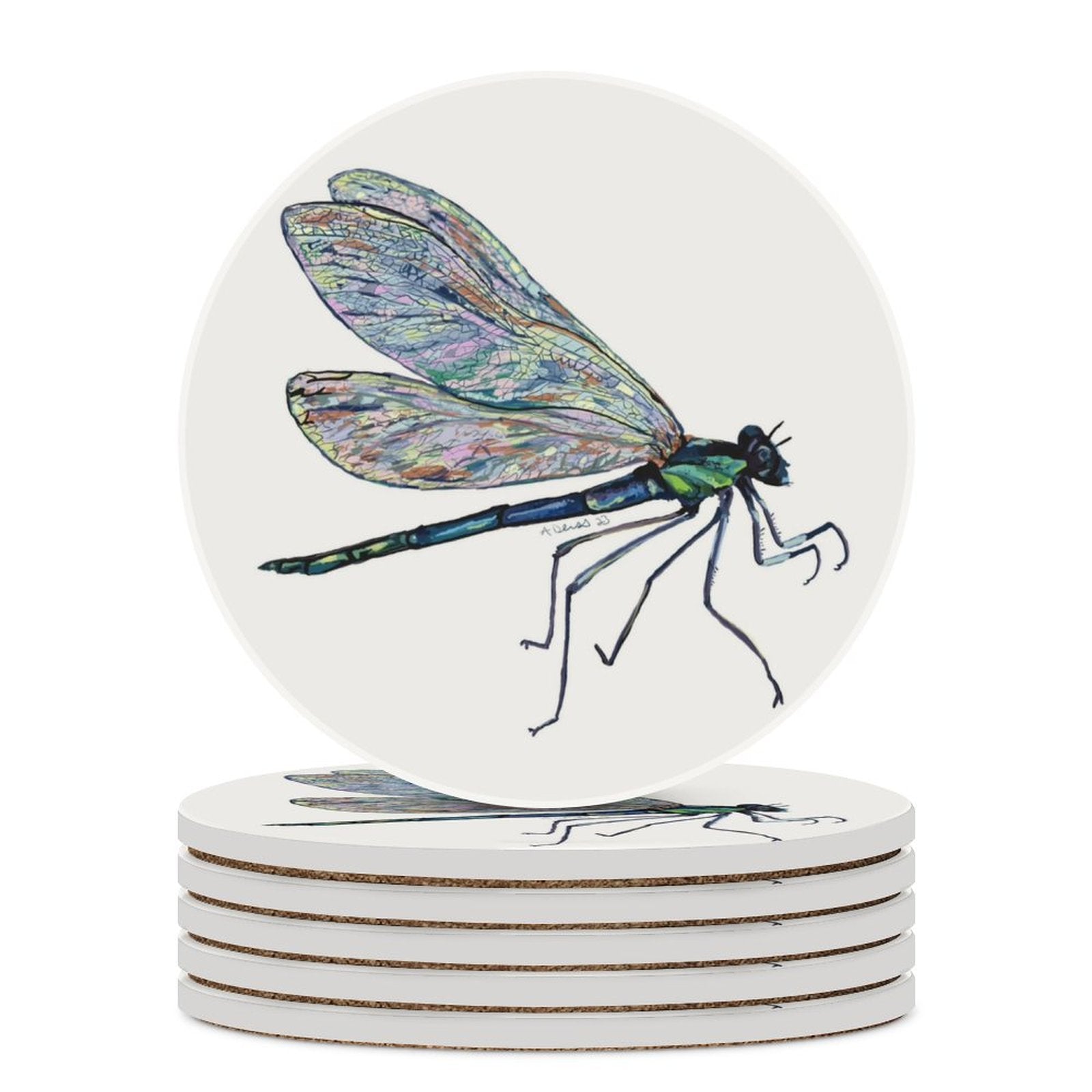 Dragonfly Ceramic Coaster - Blue Cava