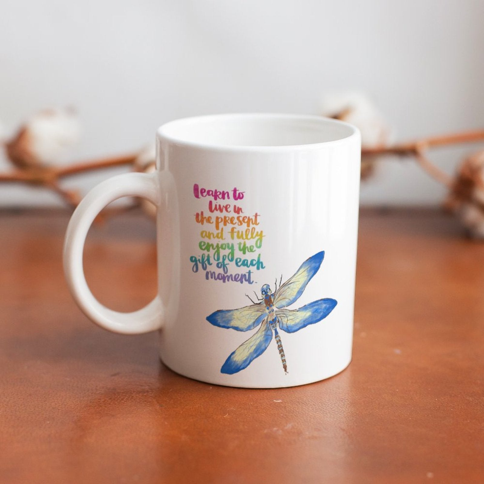 Dragonfly Life Ceramic Mug - Blue Cava