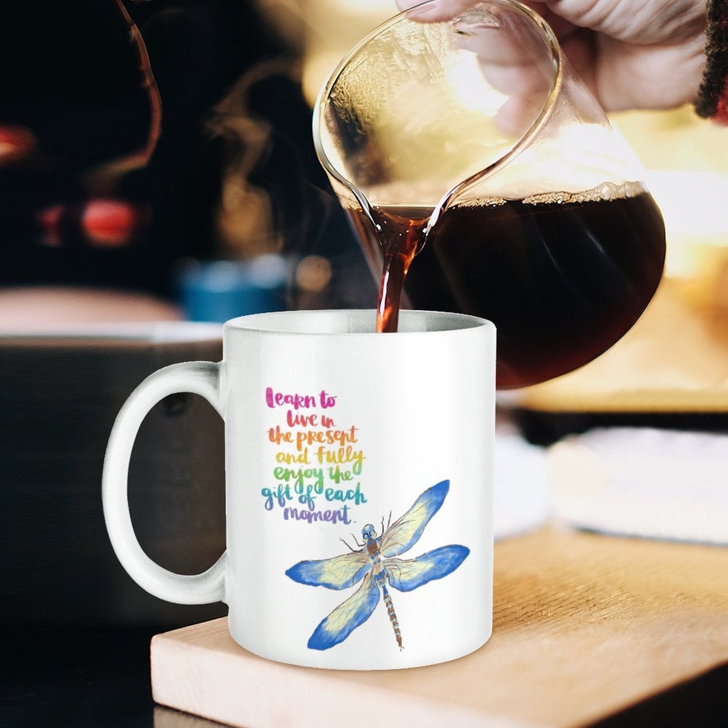 Dragonfly Life Ceramic Mug - Blue Cava