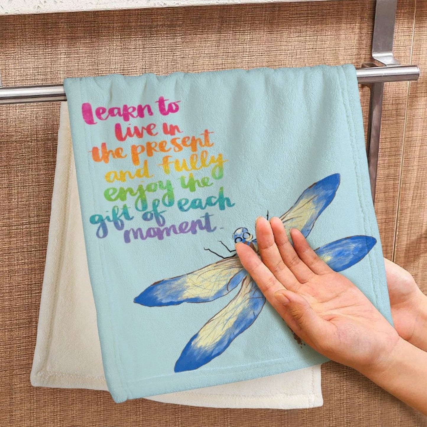 Dragonfly Life Hand Towel - Blue Cava