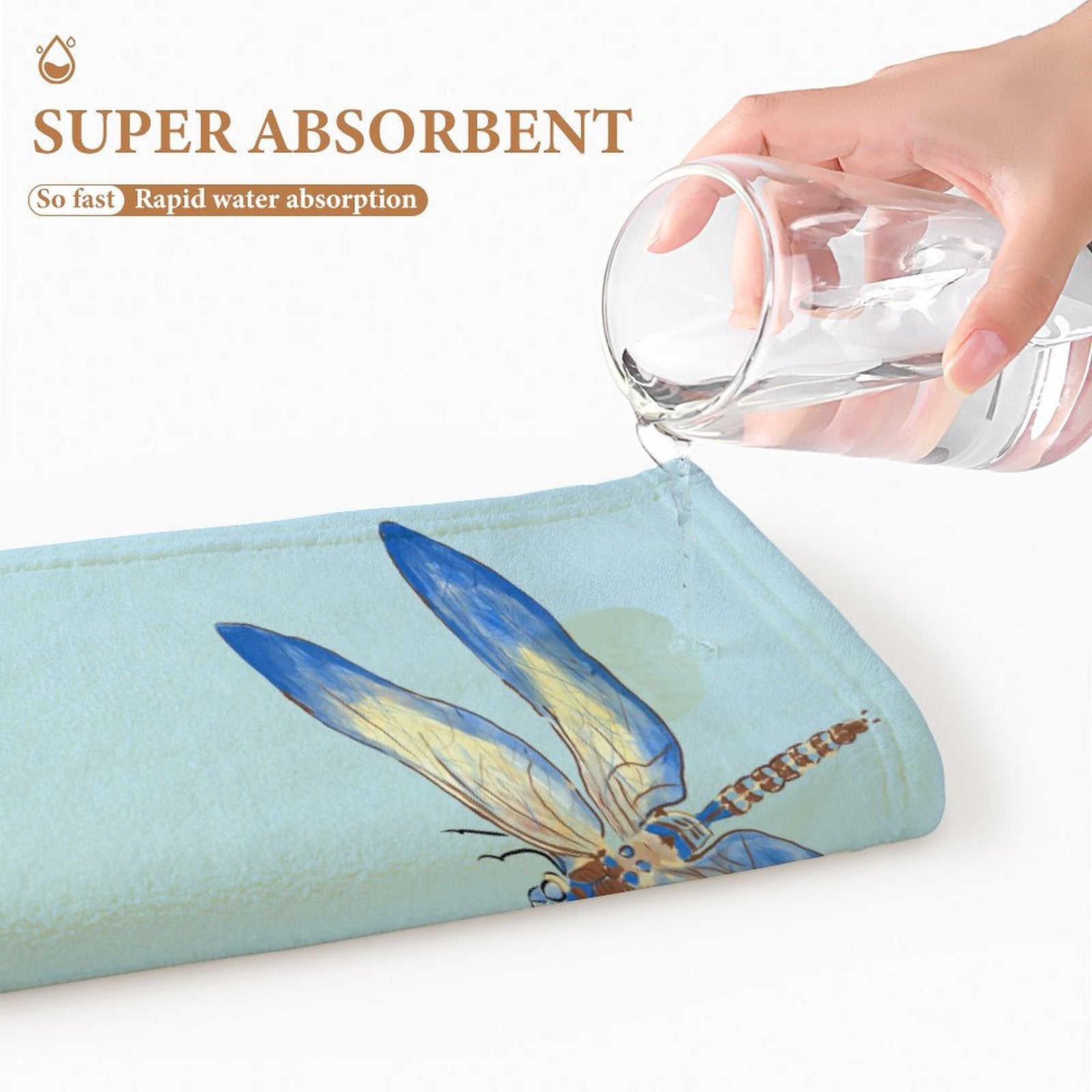 Dragonfly Life Hand Towel - Blue Cava