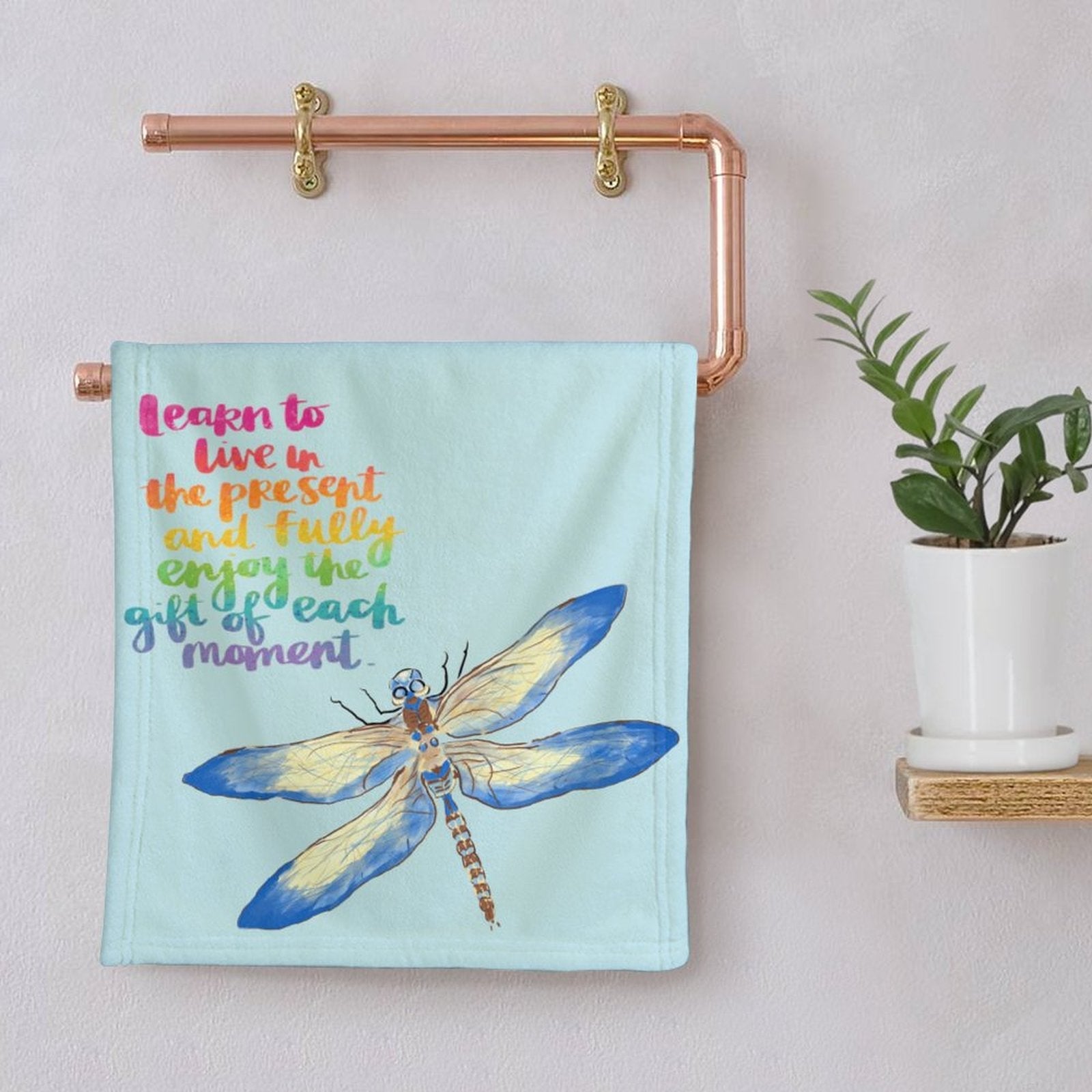 Dragonfly Life Hand Towel - Blue Cava