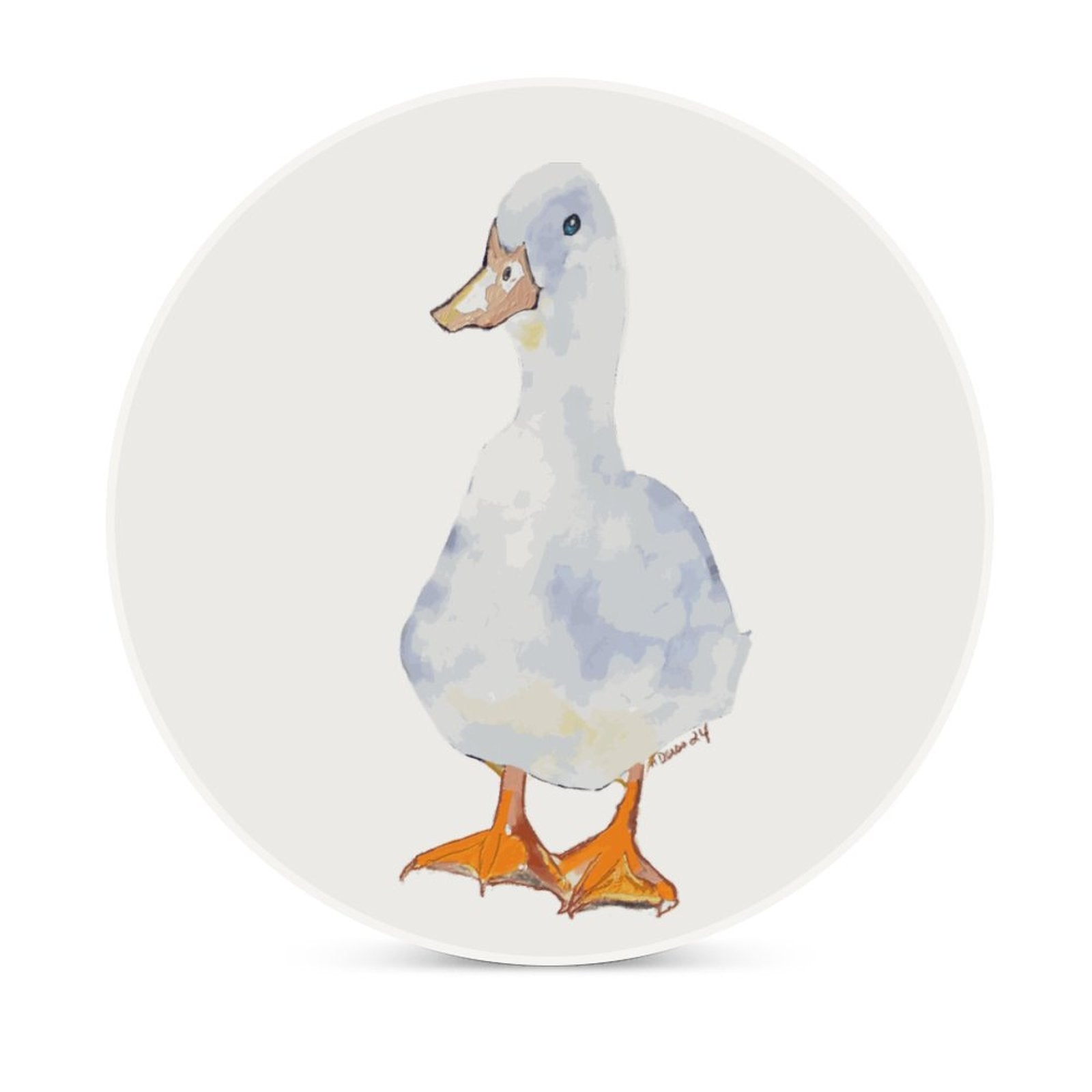 Duck Round Ceramic Coaster - Blue Cava