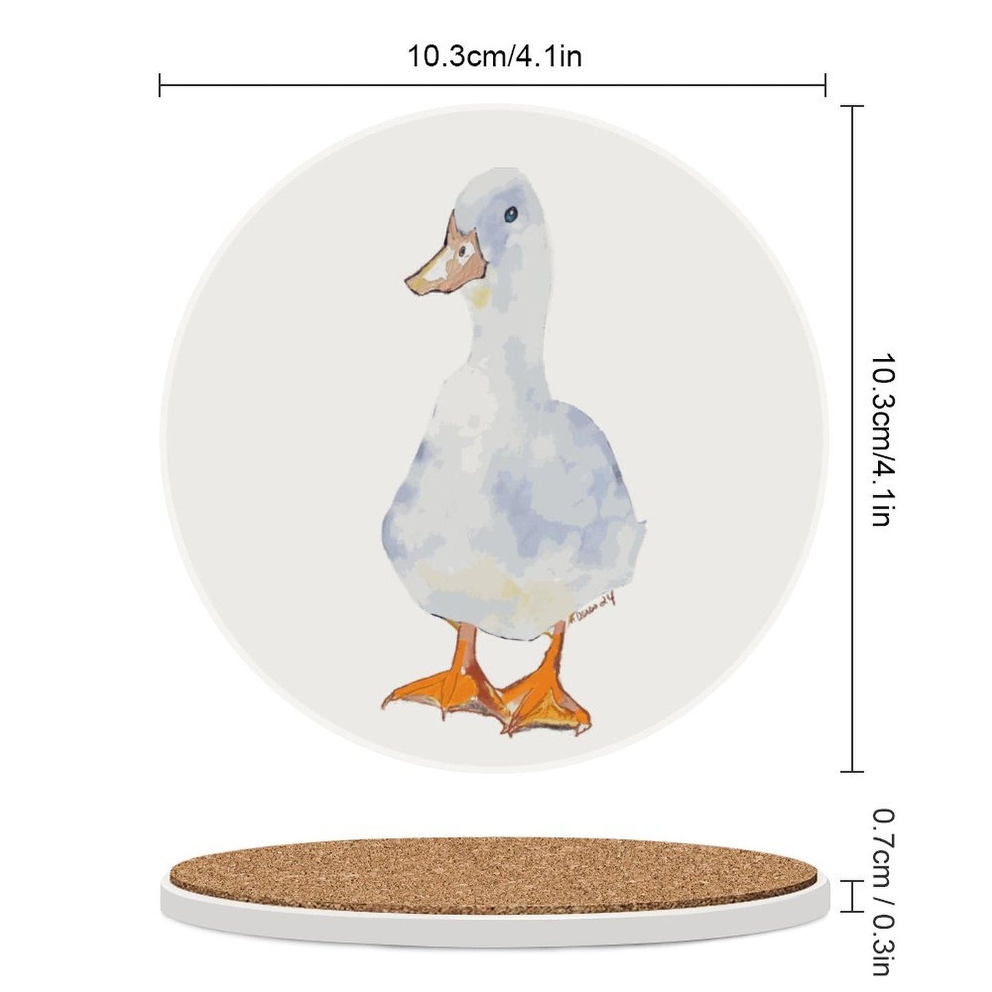 Duck Round Ceramic Coaster - Blue Cava