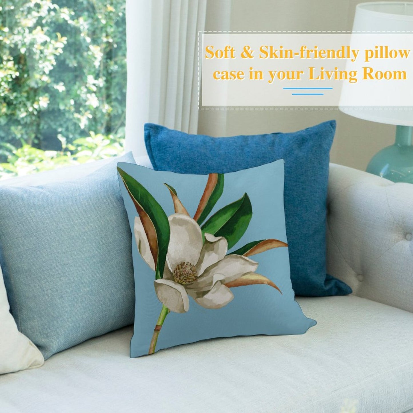 Magnolia Square Plush Throw Pillowcase