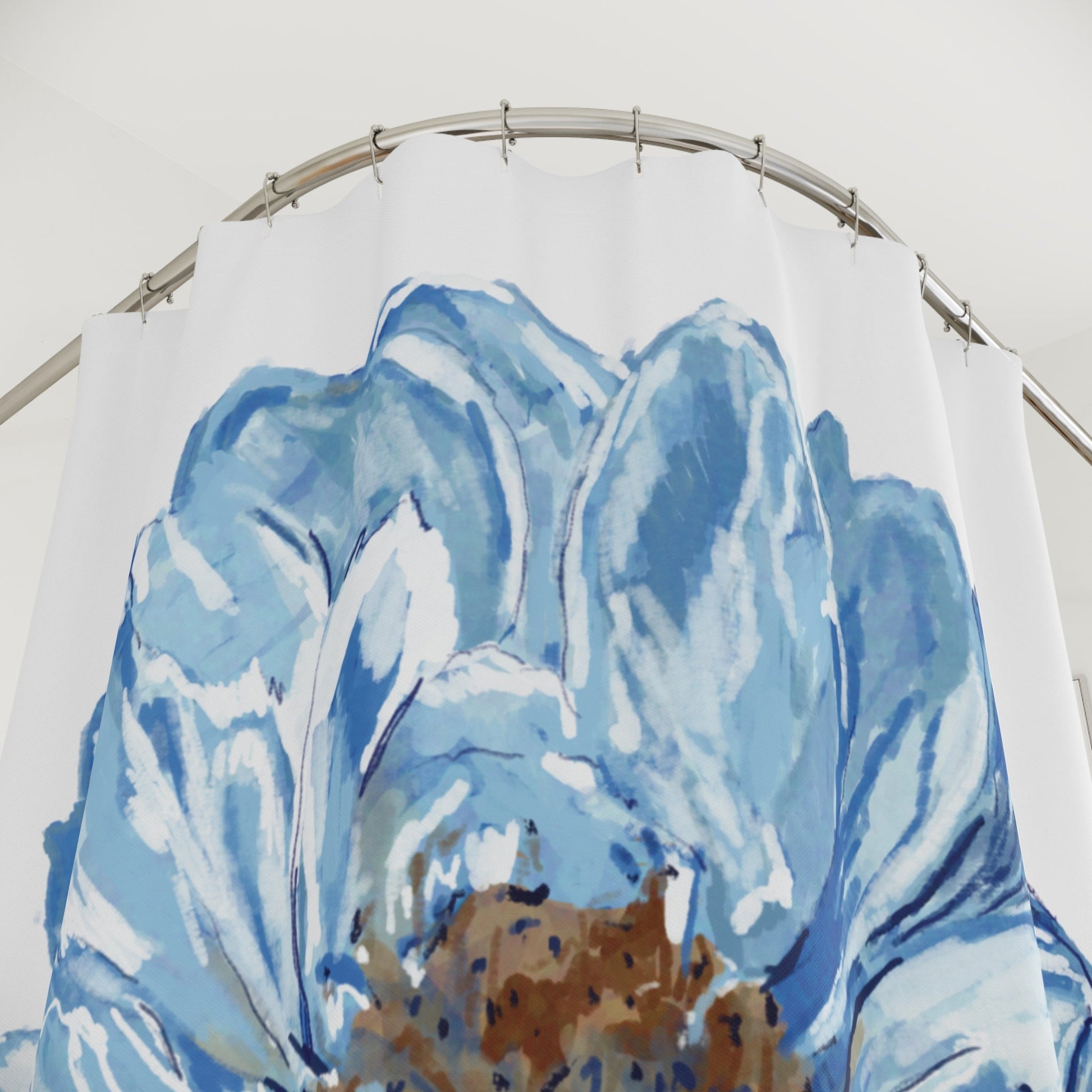 Elegant Blue Flower Shower Curtain - Ideal for Bathroom Decor & Gifts - Blue Cava