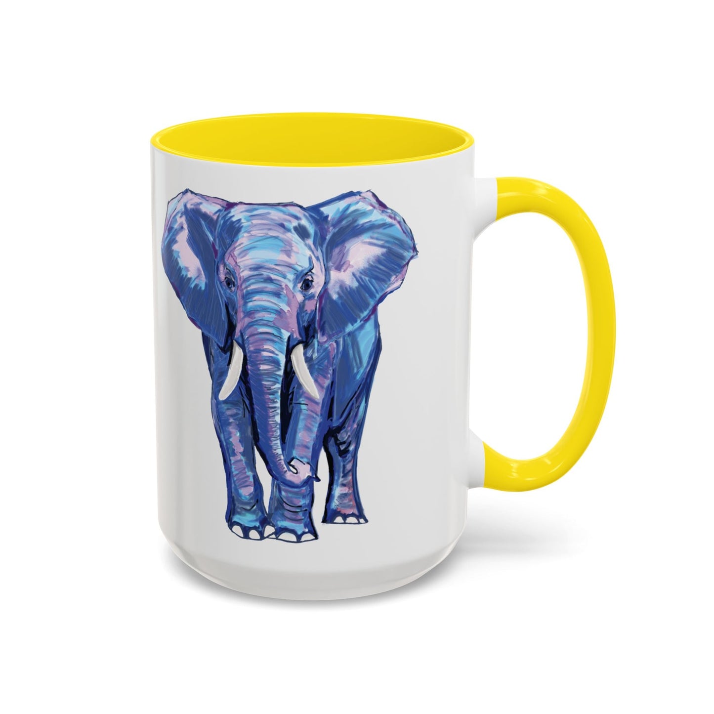 Elephant Two Tone Accent Mug - 11 oz & 15 oz - Blue Cava