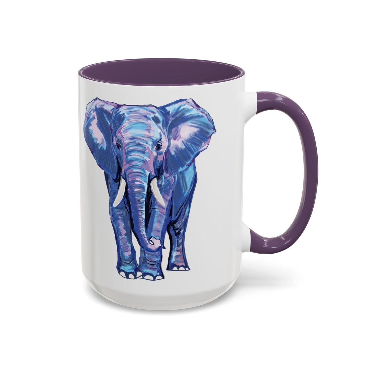 Elephant Two Tone Accent Mug - 11 oz & 15 oz - Blue Cava