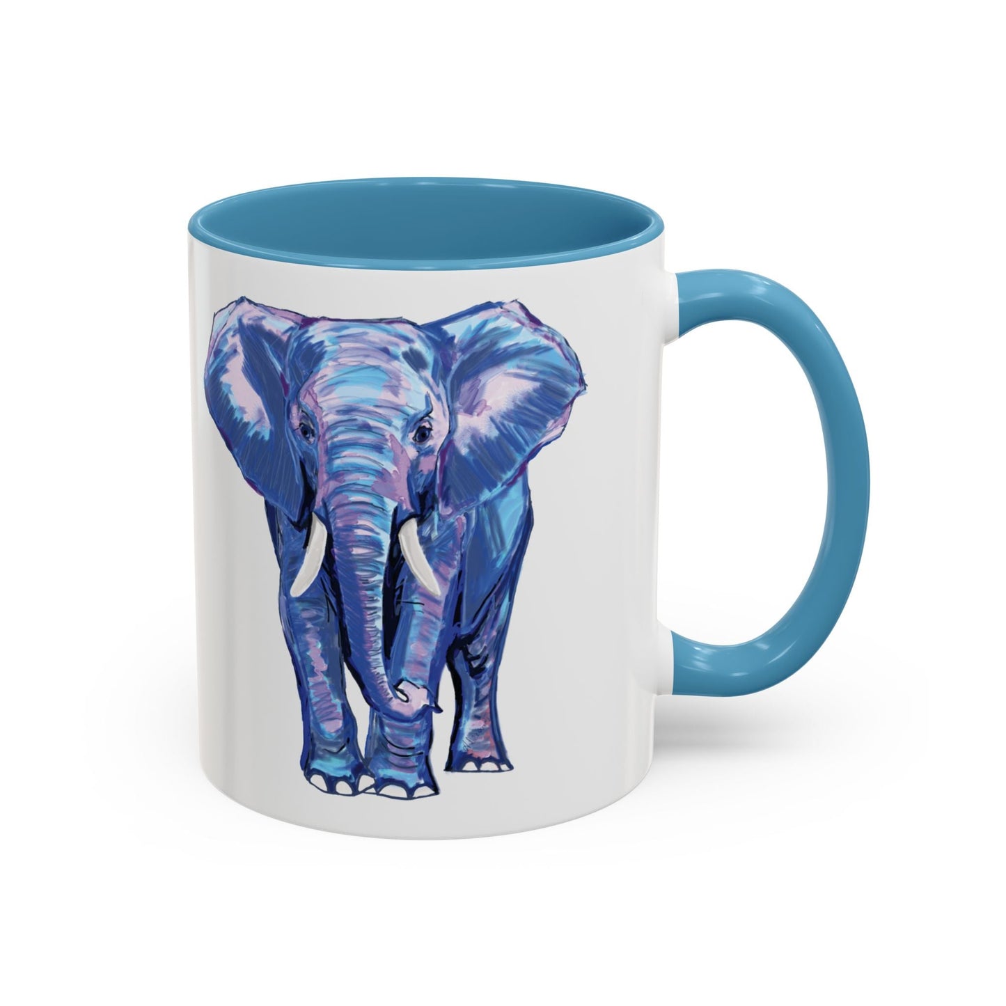 Elephant Two Tone Accent Mug - 11 oz & 15 oz - Blue Cava