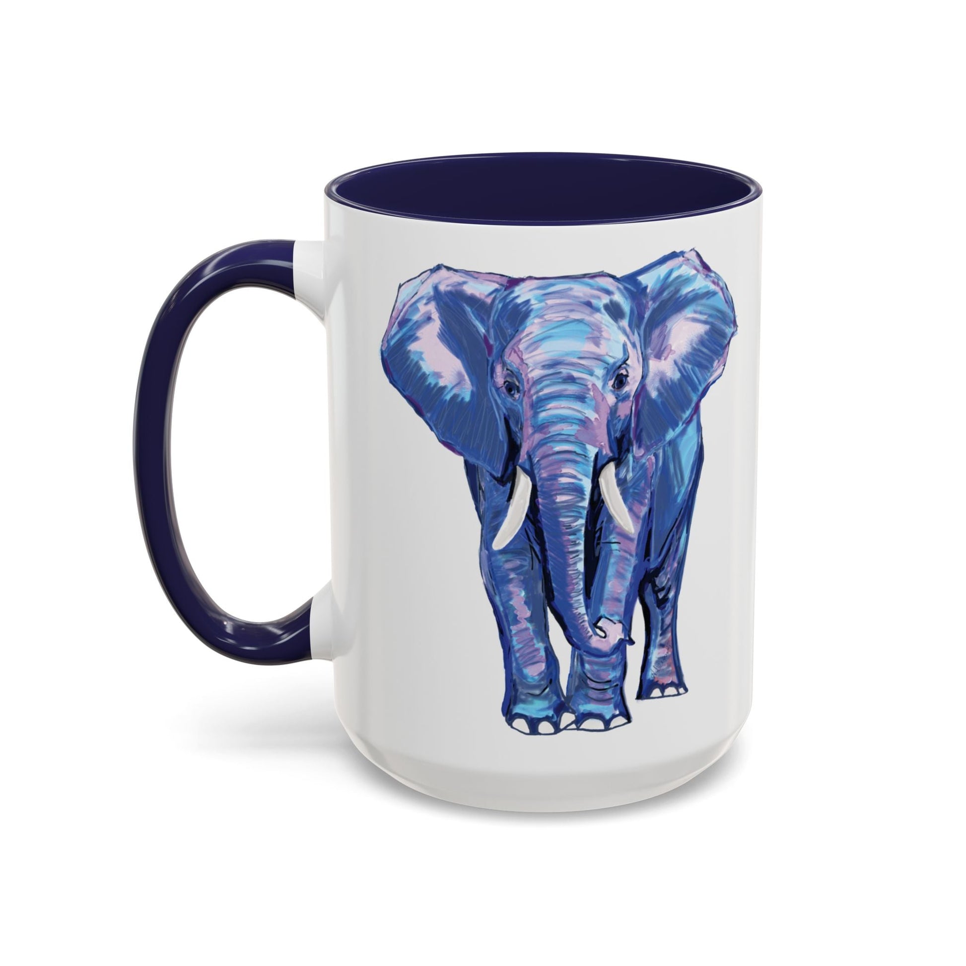 Elephant Two Tone Accent Mug - 11 oz & 15 oz - Blue Cava