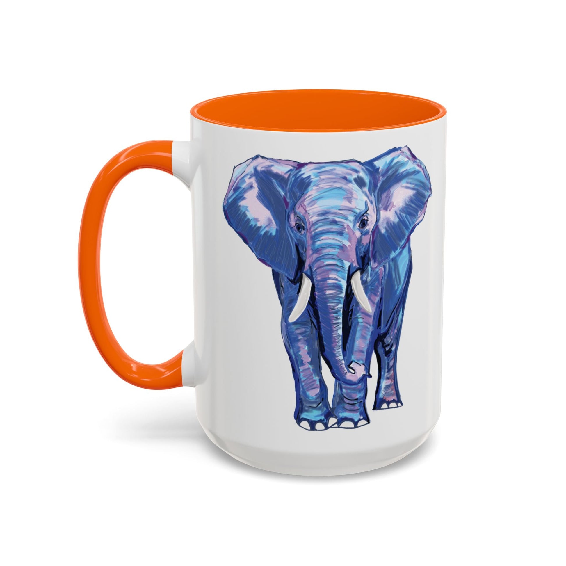 Elephant Two Tone Accent Mug - 11 oz & 15 oz - Blue Cava