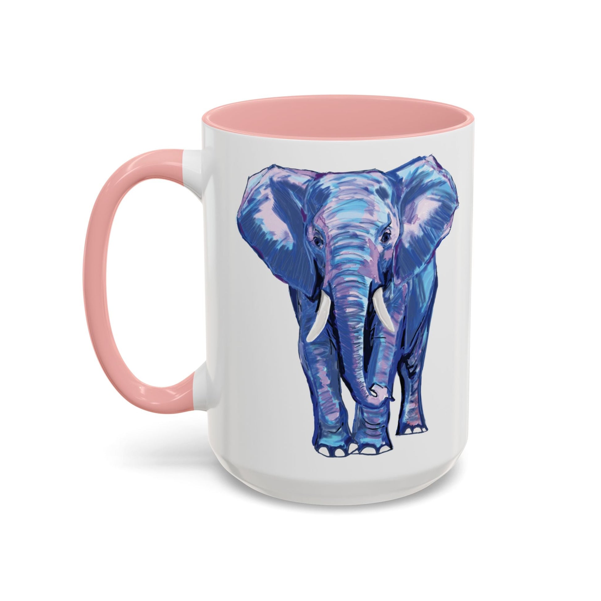 Elephant Two Tone Accent Mug - 11 oz & 15 oz - Blue Cava