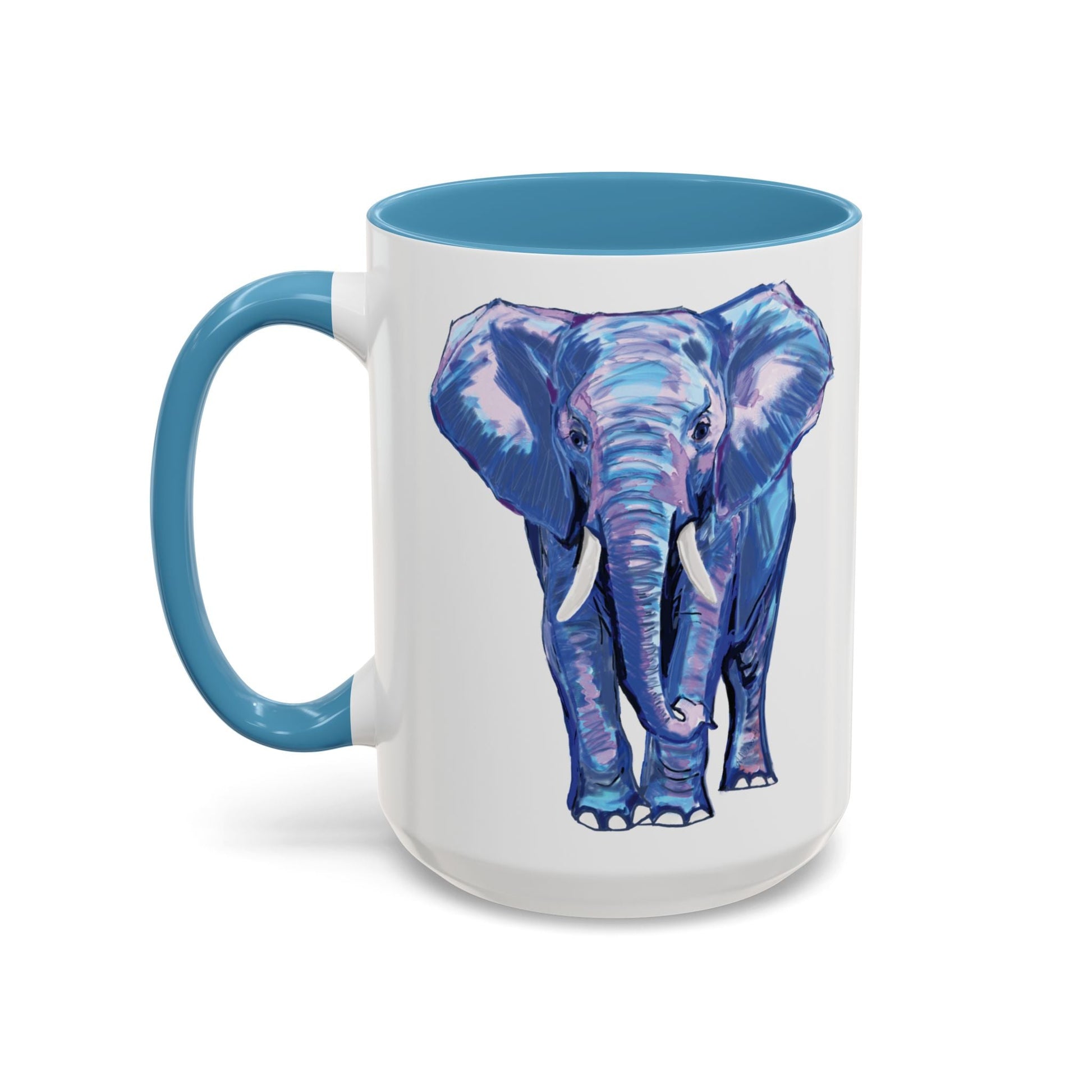 Elephant Two Tone Accent Mug - 11 oz & 15 oz - Blue Cava