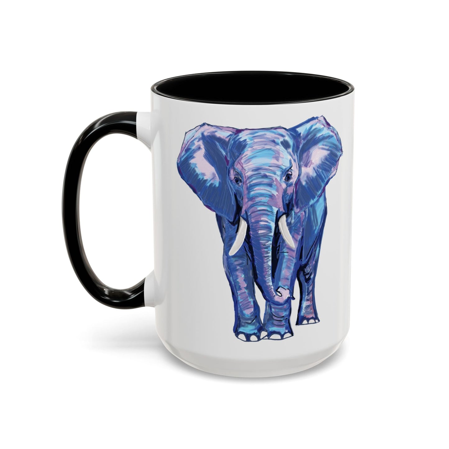 Elephant Two Tone Accent Mug - 11 oz & 15 oz - Blue Cava