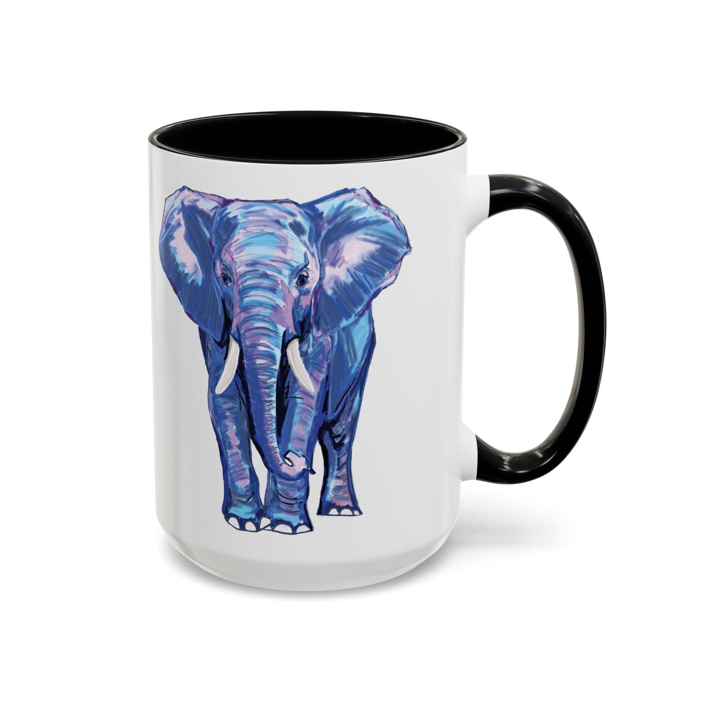 Elephant Two Tone Accent Mug - 11 oz & 15 oz - Blue Cava