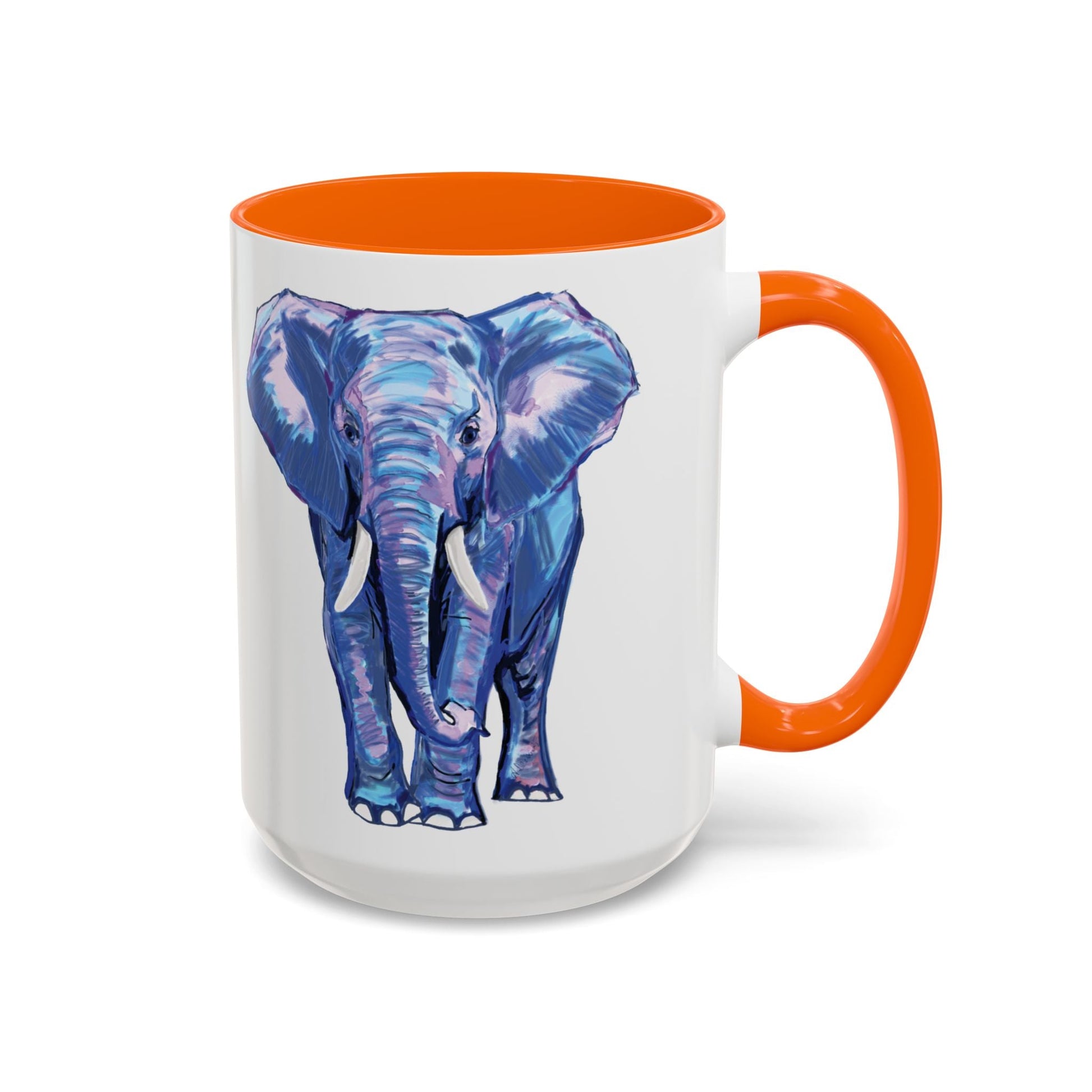 Elephant Two Tone Accent Mug - 11 oz & 15 oz - Blue Cava