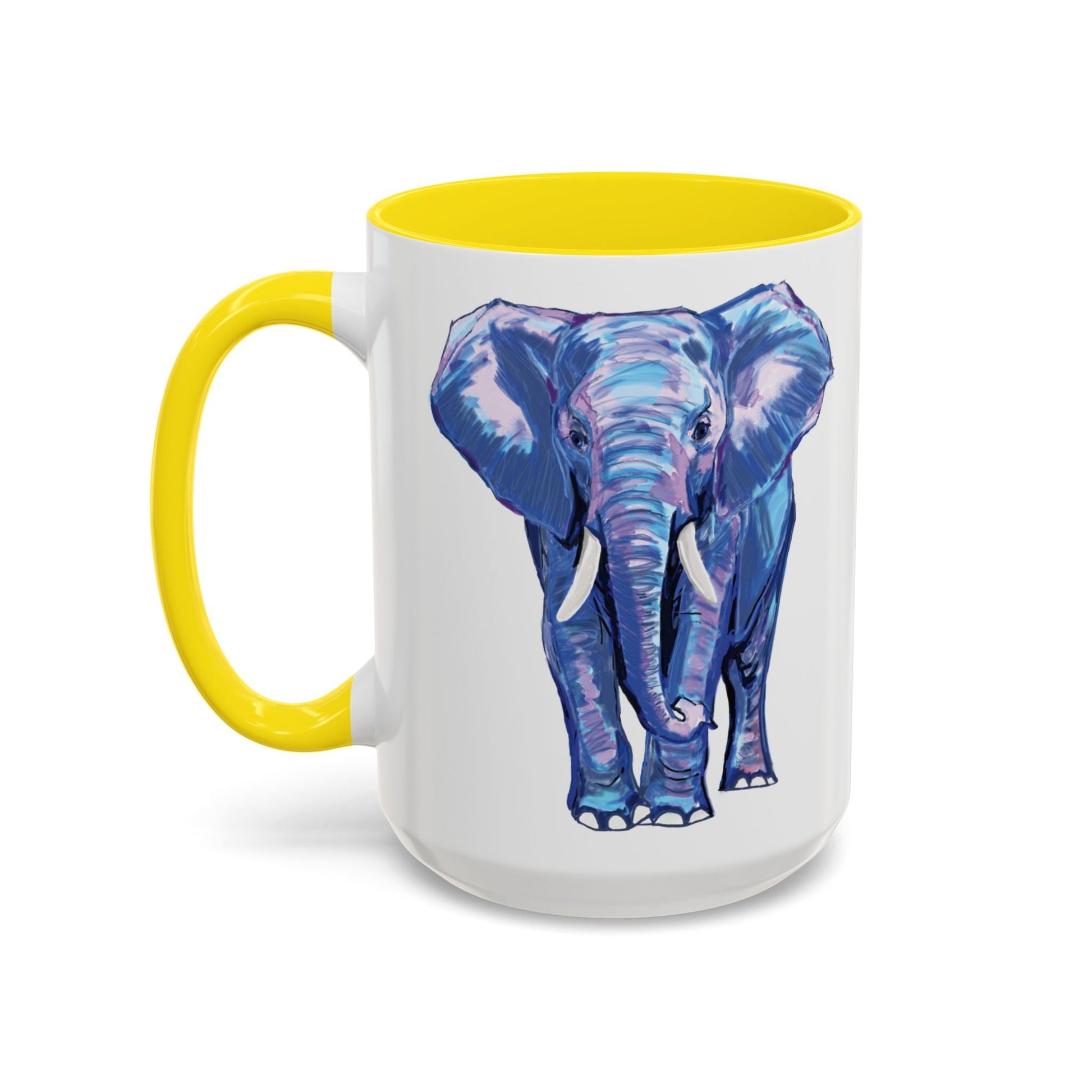 Elephant Two Tone Accent Mug - 11 oz & 15 oz - Blue Cava