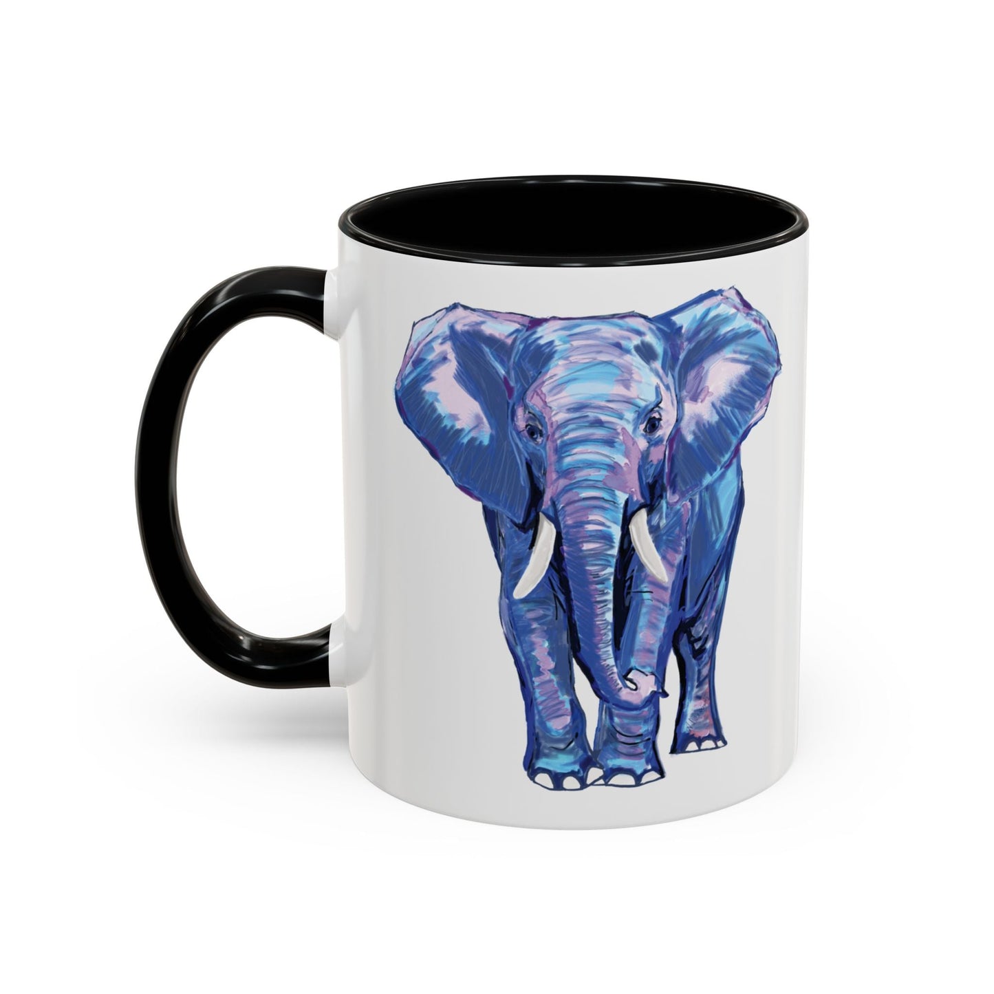 Elephant Two Tone Accent Mug - 11 oz & 15 oz - Blue Cava