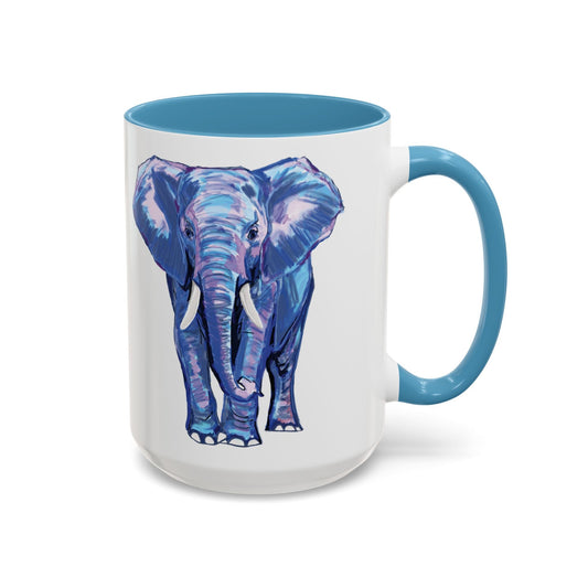 Elephant Two Tone Accent Mug - 11 oz & 15 oz - Blue Cava