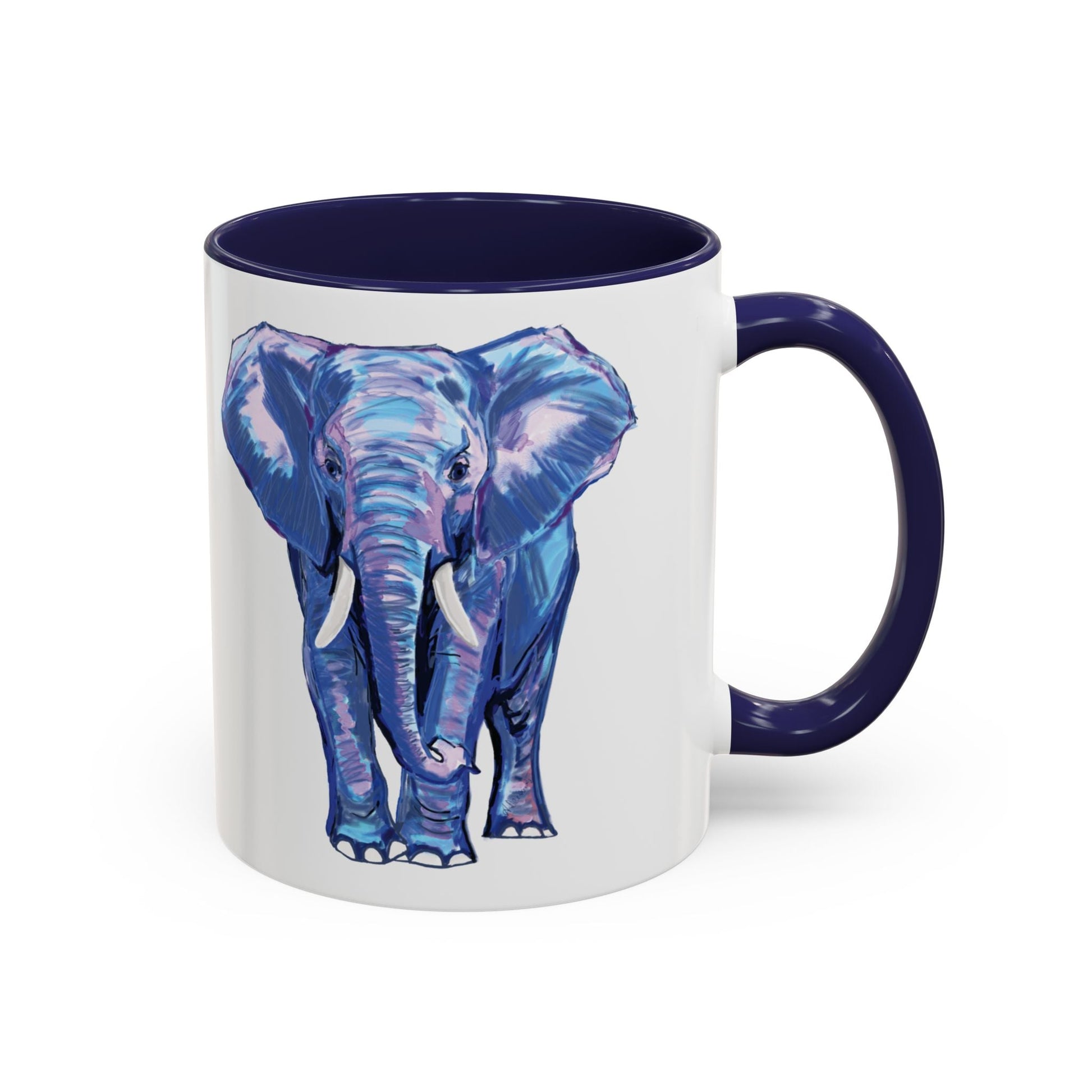 Elephant Two Tone Accent Mug - 11 oz & 15 oz - Blue Cava