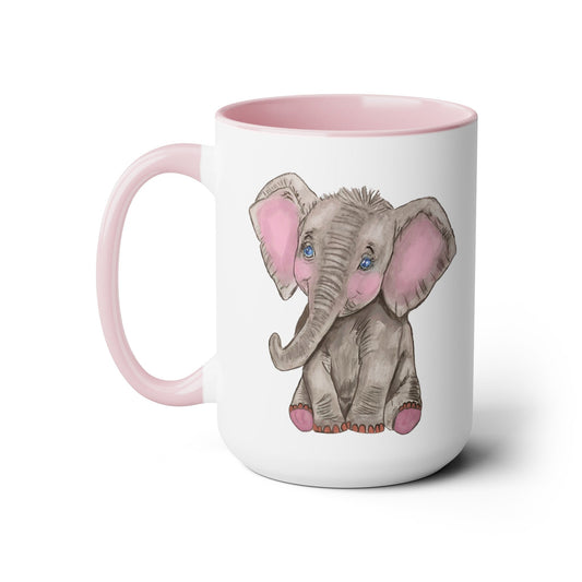 Elephant Two-Tone Coffee Mugs, 15oz - Blue Cava