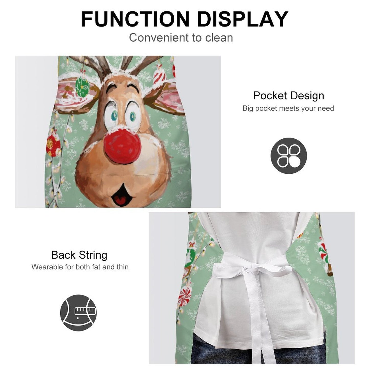 "Pedro" Reindeer Adult Apron with Pocket