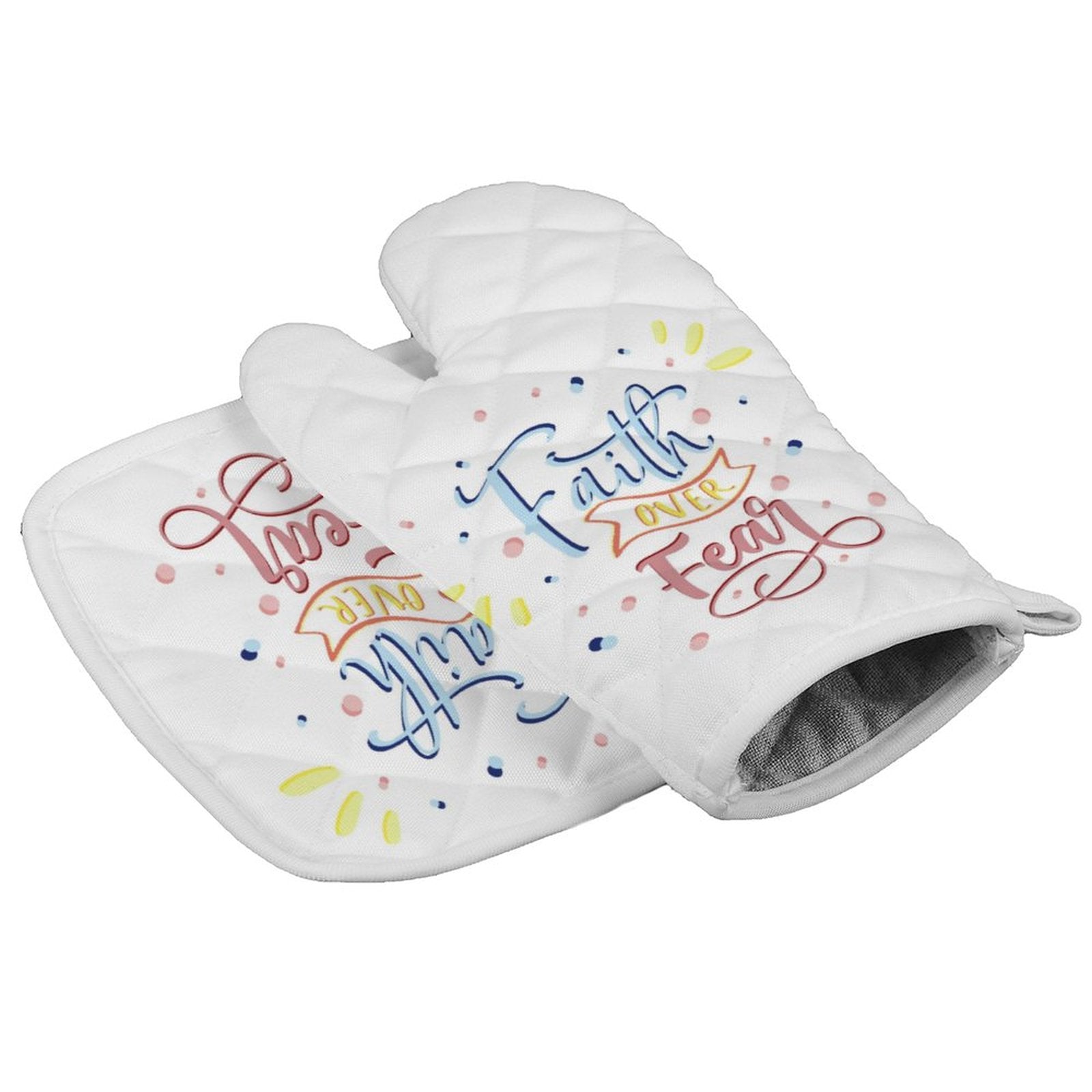 Faith over Fear Oven Mitt Set of 2 - Blue Cava