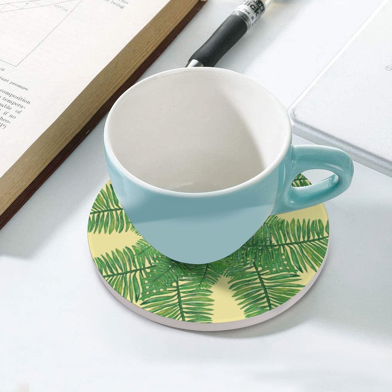 Fern Ceramic Coaster - Blue Cava