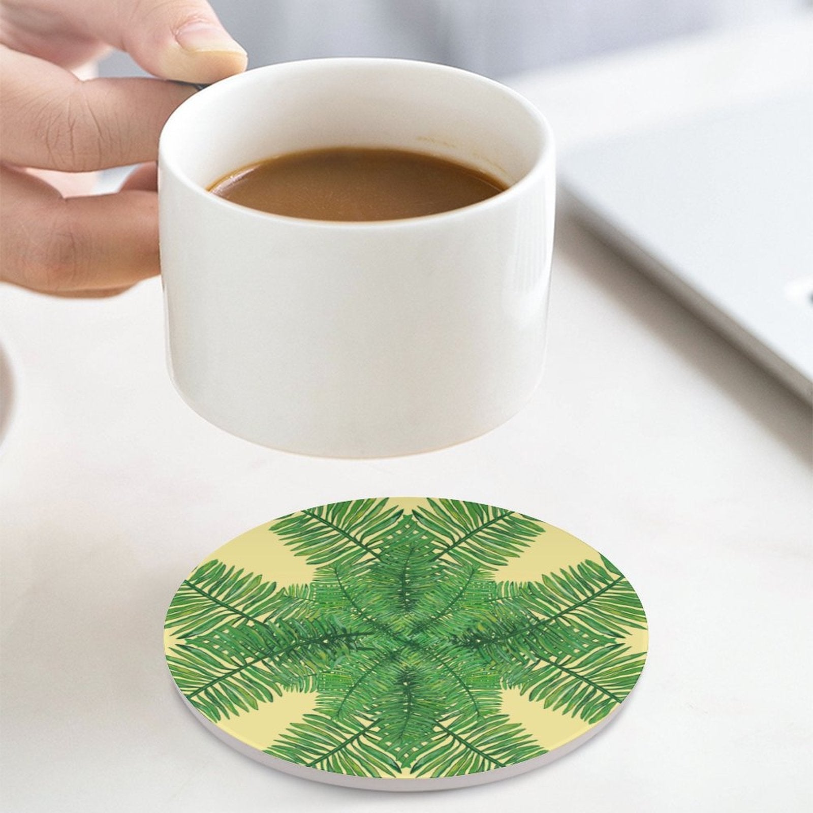 Fern Ceramic Coaster - Blue Cava