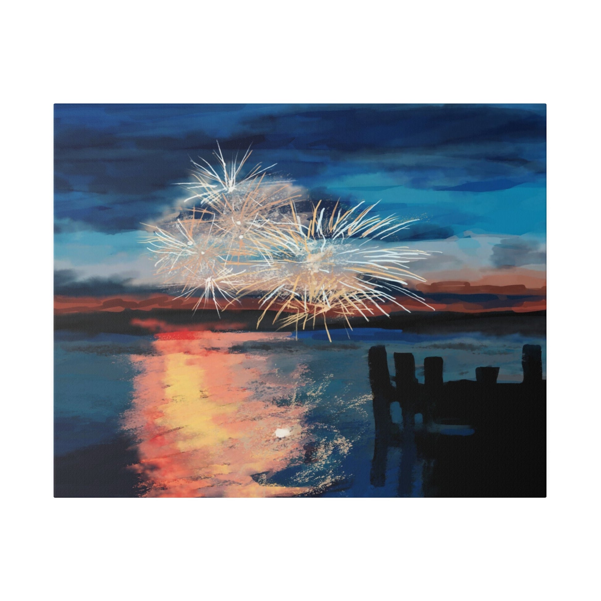 Fireworks Matte Canvas, Stretched, 0.75" - Blue Cava