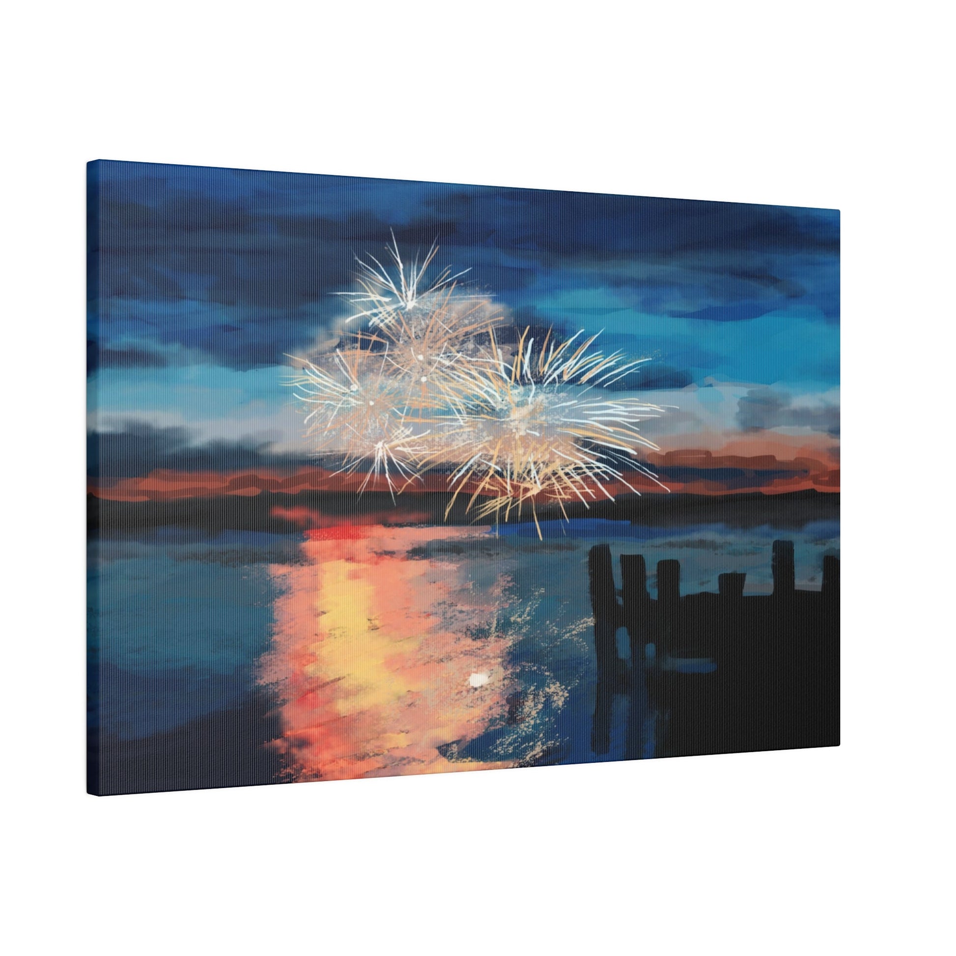 Fireworks Matte Canvas, Stretched, 0.75" - Blue Cava