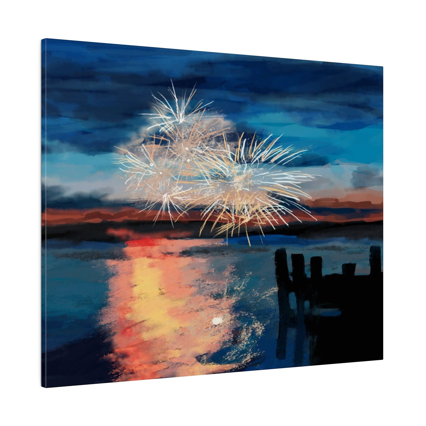 Fireworks Matte Canvas, Stretched, 0.75" - Blue Cava