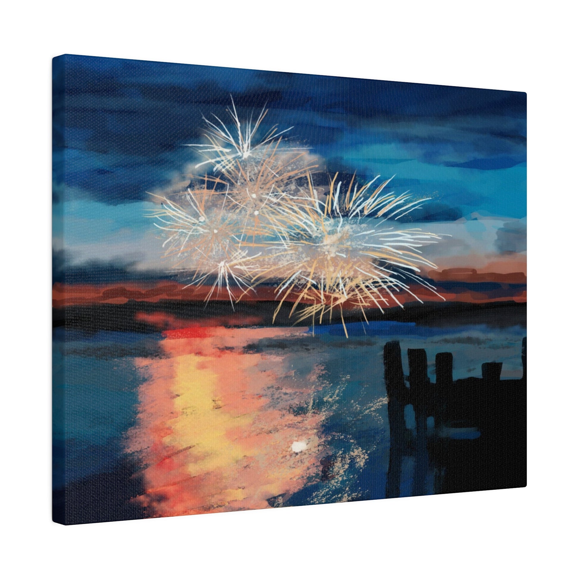 Fireworks Matte Canvas, Stretched, 0.75" - Blue Cava