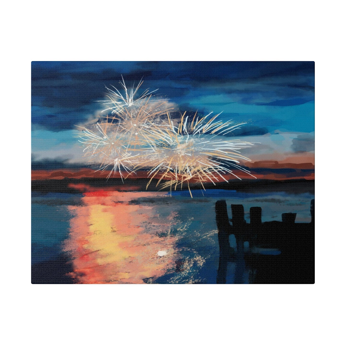 Fireworks Matte Canvas, Stretched, 0.75" - Blue Cava