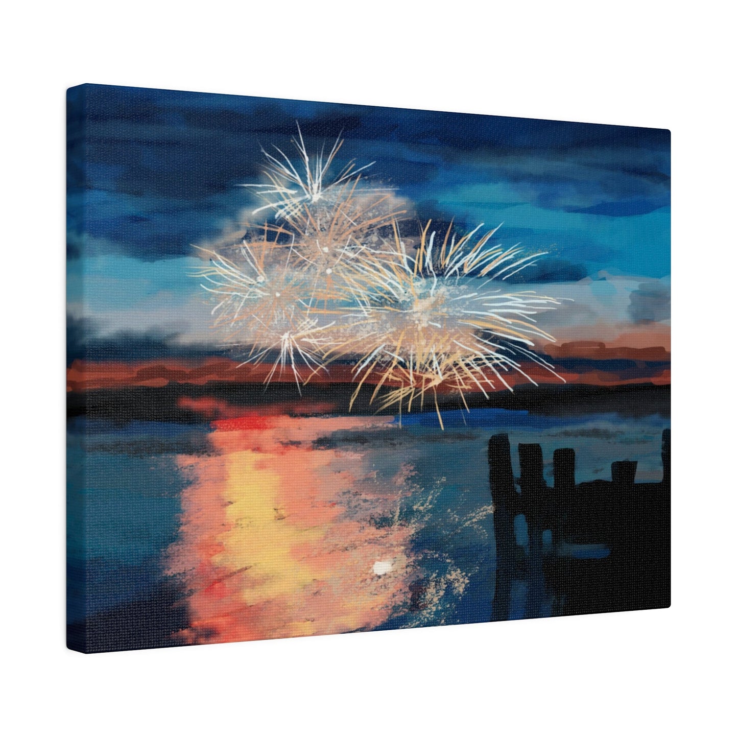 Fireworks Matte Canvas, Stretched, 0.75" - Blue Cava