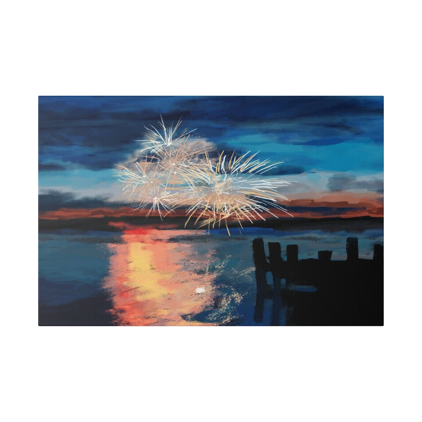 Fireworks Matte Canvas, Stretched, 0.75" - Blue Cava